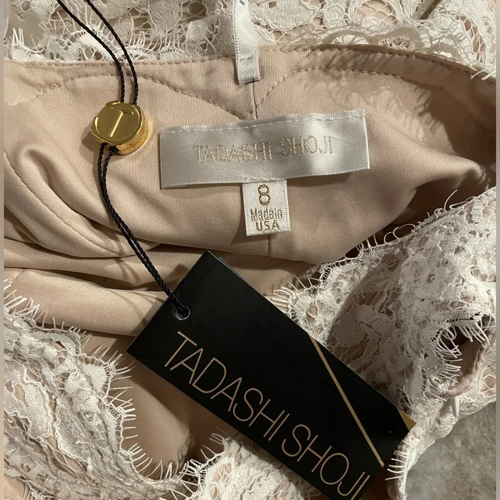 Anthropologie BHLDN Tadashi Shoji Lace Wedding Gown Cream White size 8 - Picture 2 of 13